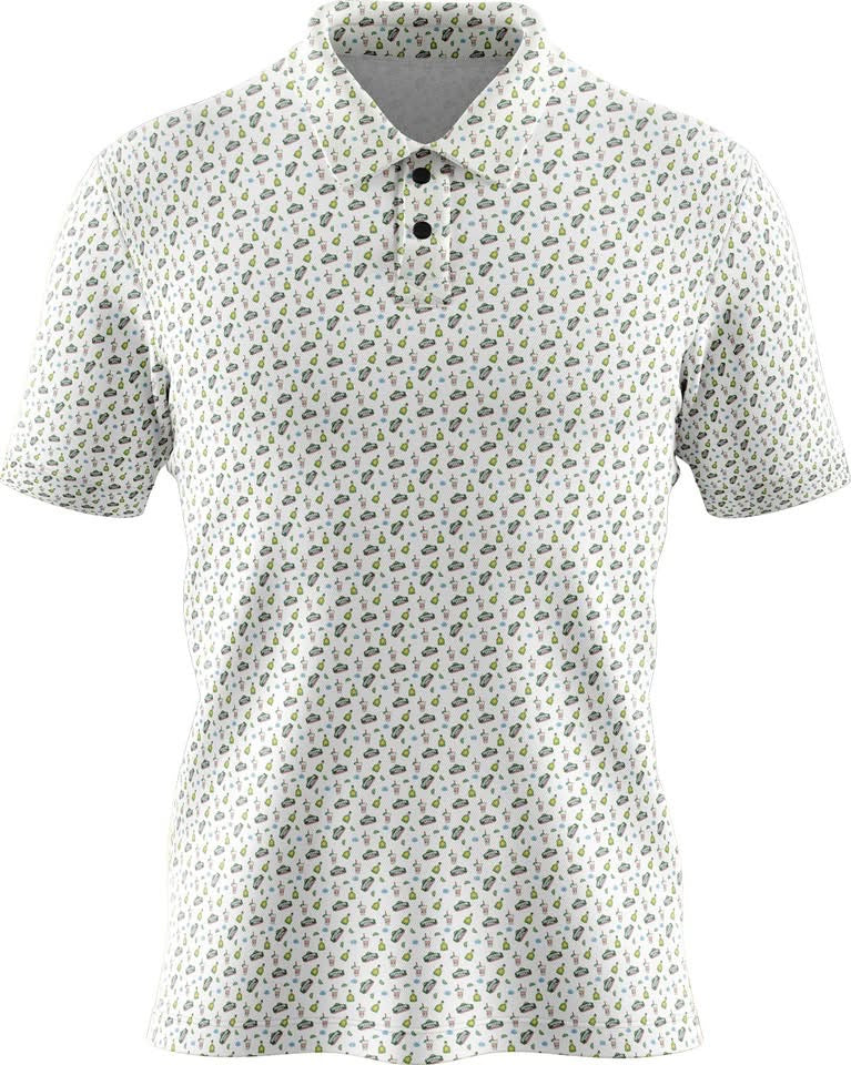 Superior Grill polo with margarita cups (and more) pattern
