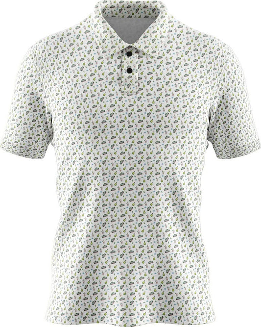 Superior Grill polo with margarita cups (and more) pattern